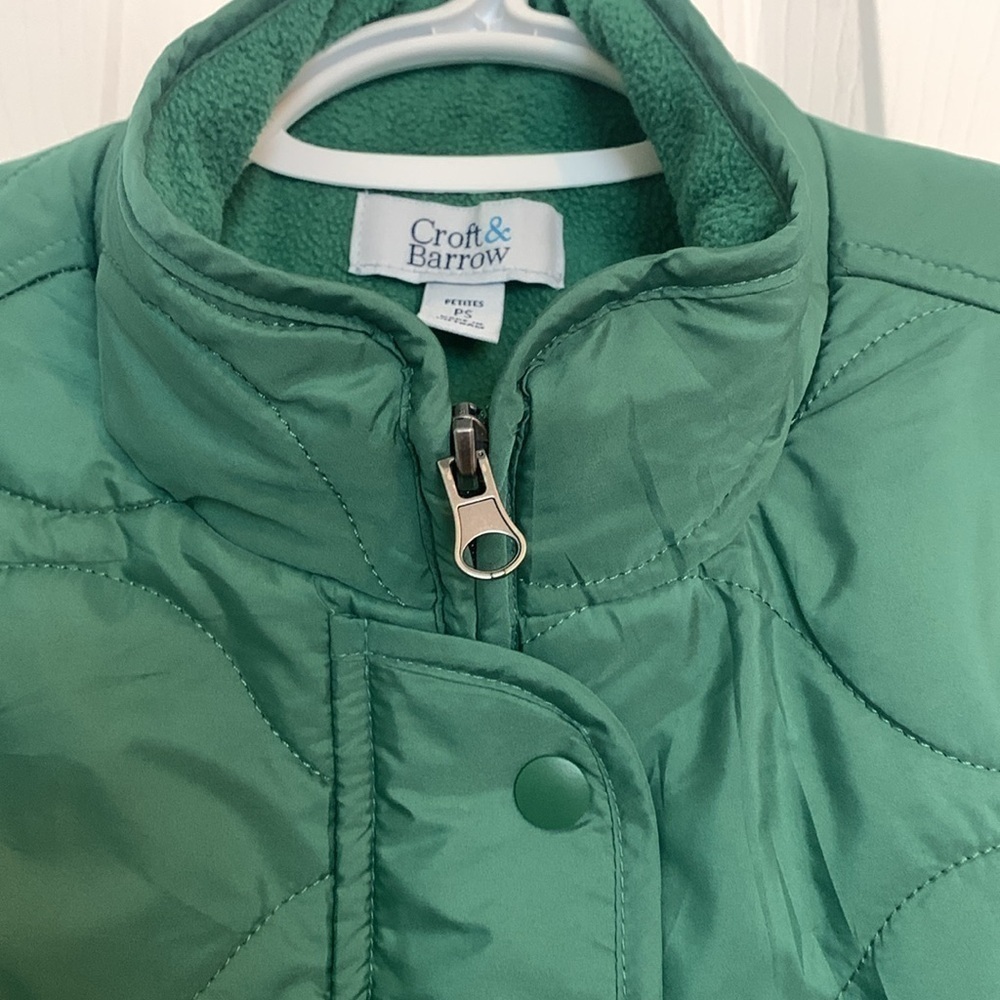 Croft & Barrow Classic Quilted Vest Women's Green Fleece Lined Size Petite Small